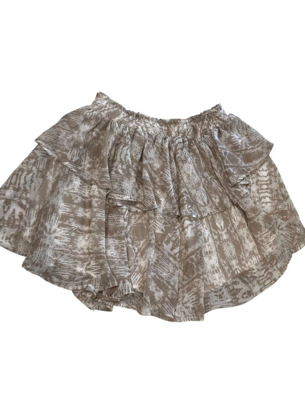 Pookie & Sebastian Ruffle Mini Skirt XS Beige Flowy Boho Feminine Festival Y2K